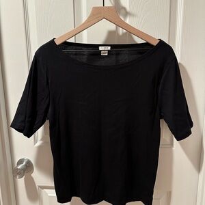 J.Crew Boatneck Black Tee- Size XL
